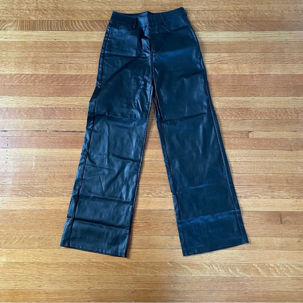 SHEIN Black Faux Leather Trousers